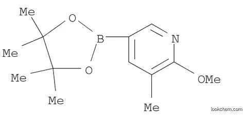 Molecular Structure of 1083168-83-5 (2-Methoxy-3-methyl-5-(4,4,5,5-tetramethyl-[1,3,2]dioxaborolan-2-yl)-pyridine)